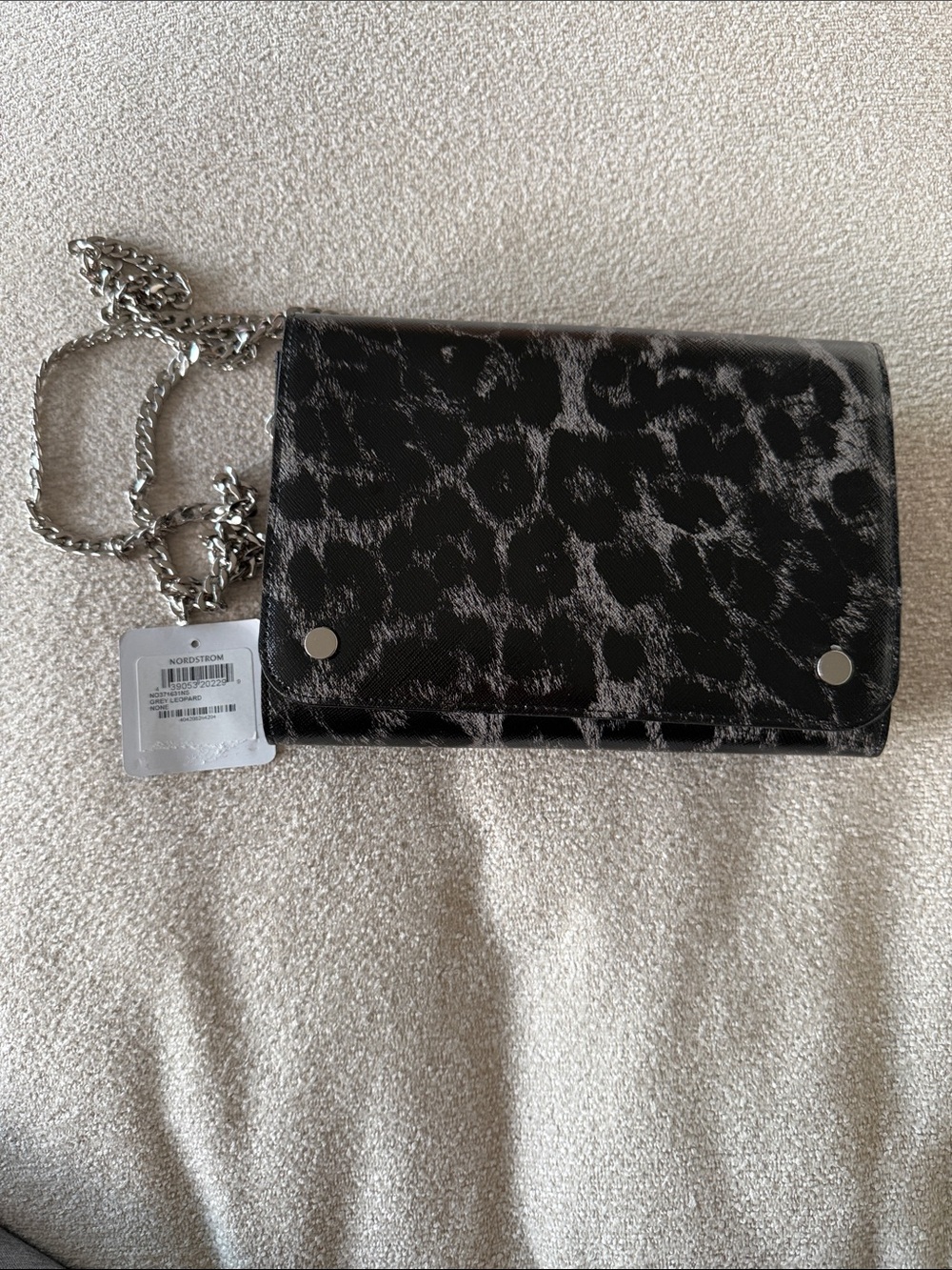 Nordstroms Leopard Print Chain Crossbody Bag - Black- brand new